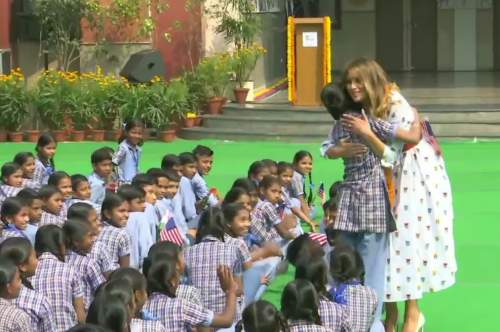 Melania Trump attends ‘happiness class’, gets hugs and Madhubani paintings during school visit