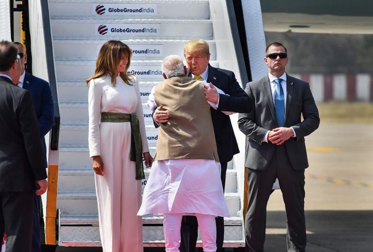 Donald Trump begins India visit with a warm hug from PM Modi.