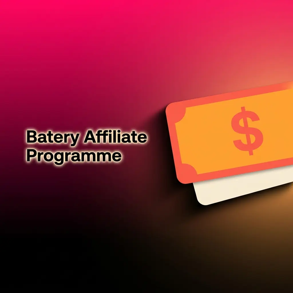 Batery affiliate programme dashboard showing commission tracking, referral links, and promotional assets for Indian market partners