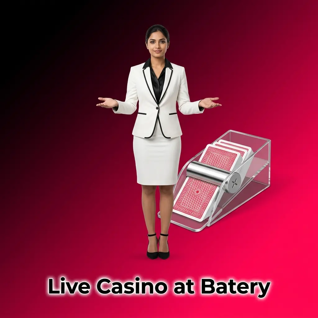 Professional live casino dealers streaming HD table games including Roulette, Blackjack, Teen Patti and Andar Bahar at Batery