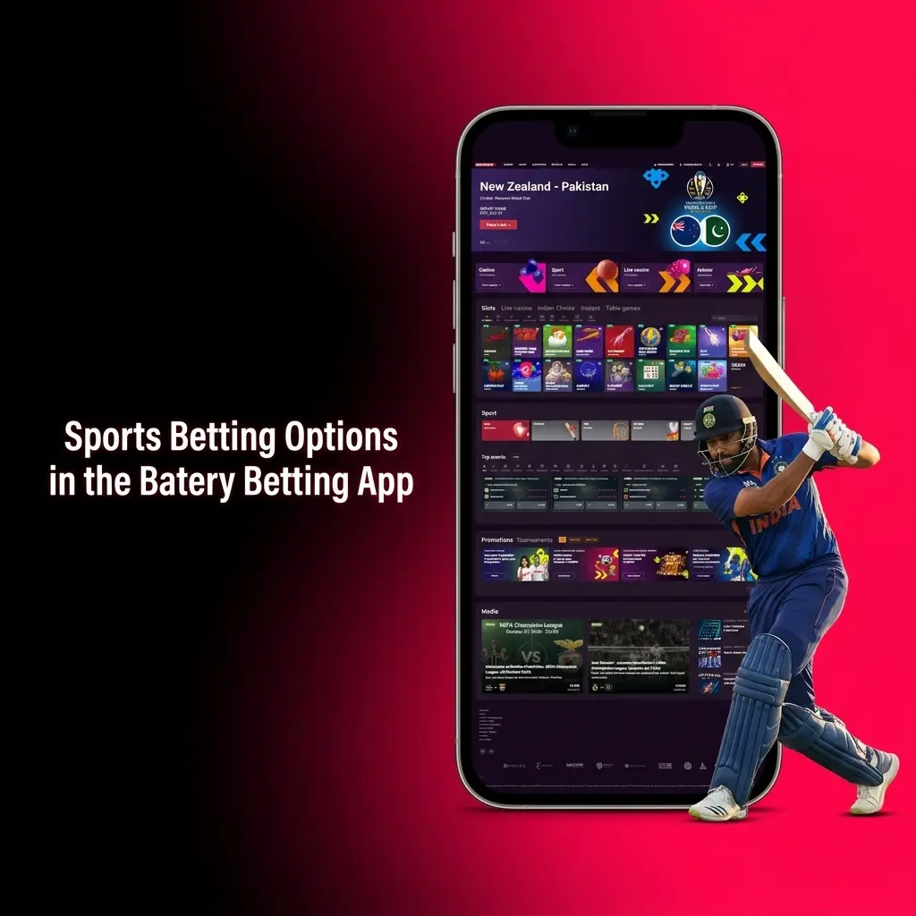 Batery app sports betting options including cricket, football, kabaddi, eSports and more for Indian bettors
